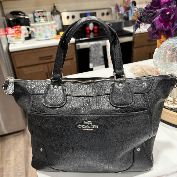 Coach “Mickie” F34040 Black leather bag W 30” H 23” D 14” - Picture 1 of 8